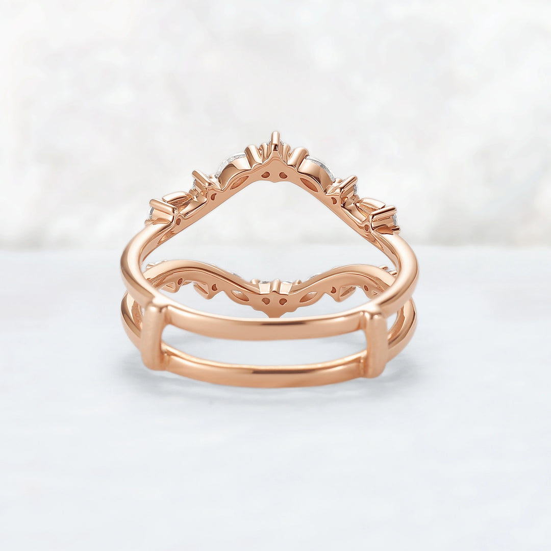 Unique Moissanite Rose Gold Leafy Enhancer Ring