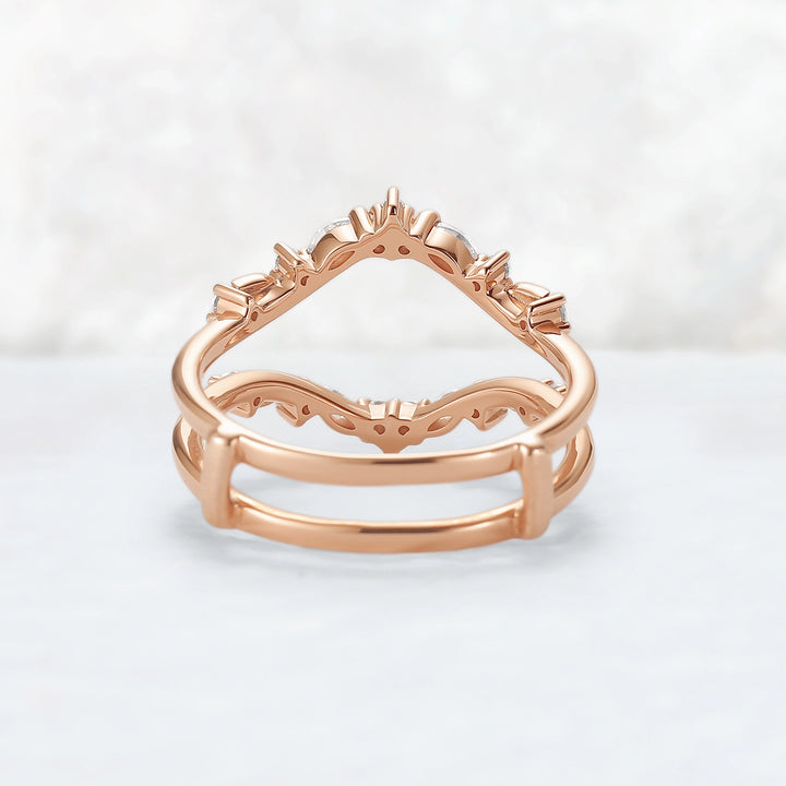 Unique Moissanite Rose Gold Leafy Enhancer Ring