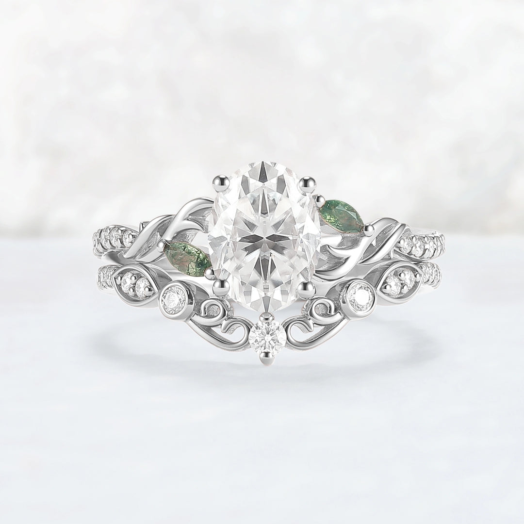 Unique_Oval_Shaped_Moissanite_Twist_Engagement_Ring_Set_2pcs_2