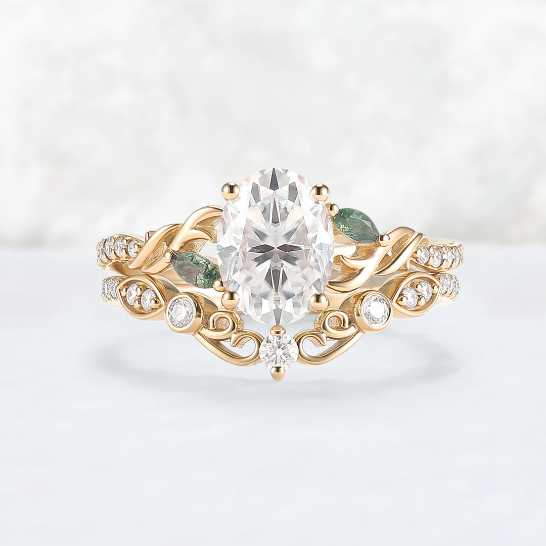 Unique_Oval_Shaped_Moissanite_Twist_Engagement_Ring_Set_2pcs_2