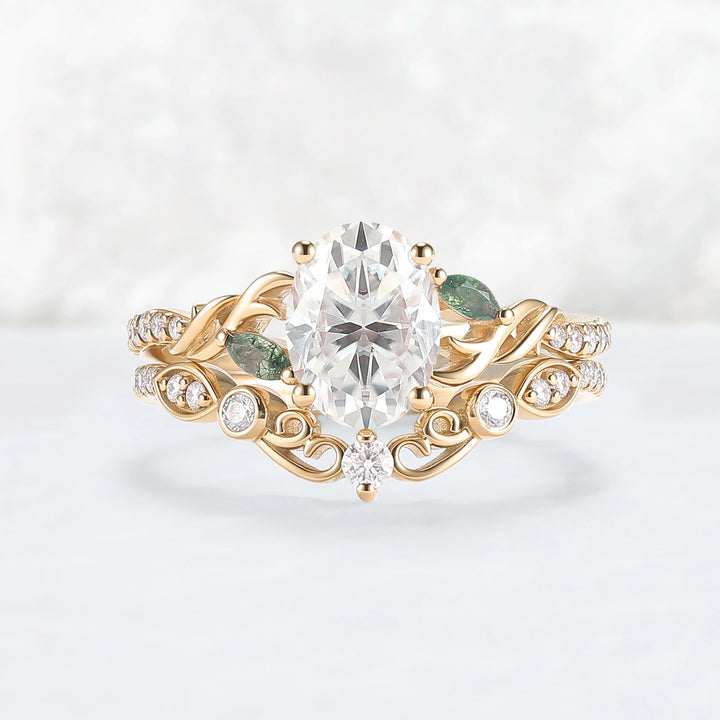 Unique_Oval_Shaped_Moissanite_Twist_Engagement_Ring_Set_2pcs_2