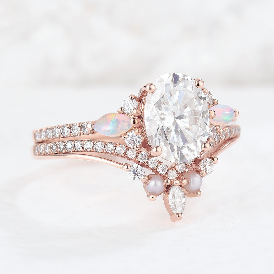 Unique_Pear_Cut_Moissanite_Five_Stone_Engagement_Ring_2pcs_5