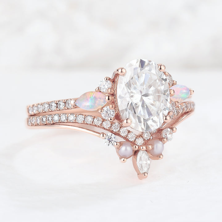 Unique_Pear_Cut_Moissanite_Five_Stone_Engagement_Ring_2pcs_5
