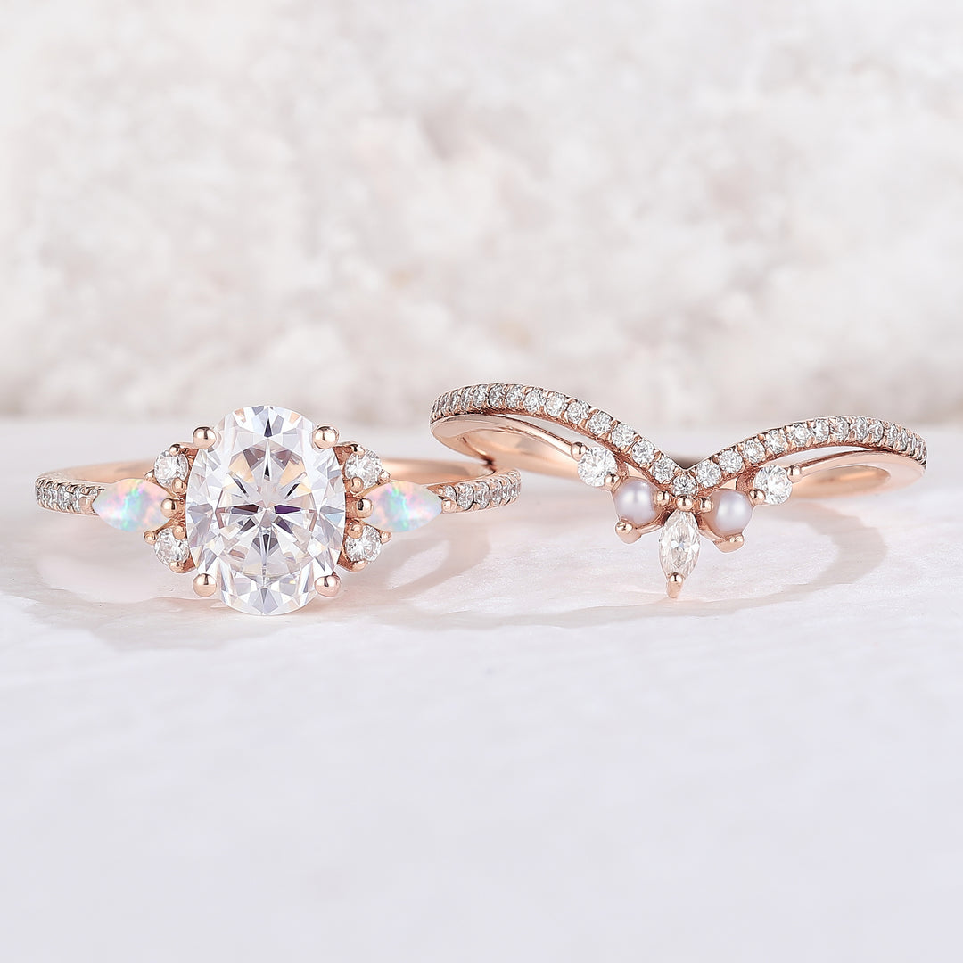 Unique_Pear_Cut_Moissanite_Five_Stone_Engagement_Ring_2pcs_5