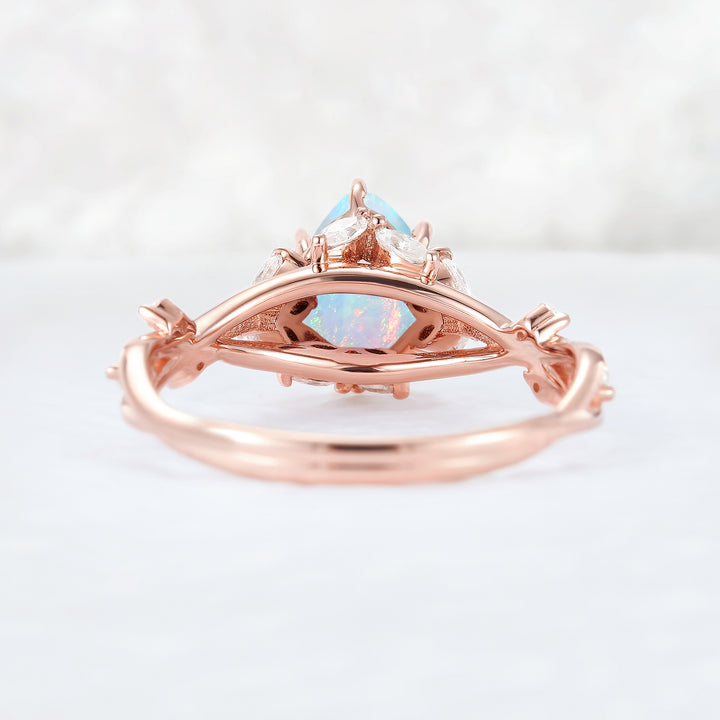 Unique Pear Cut Opal and Moissanite Vine Ring - Iver Jewelry