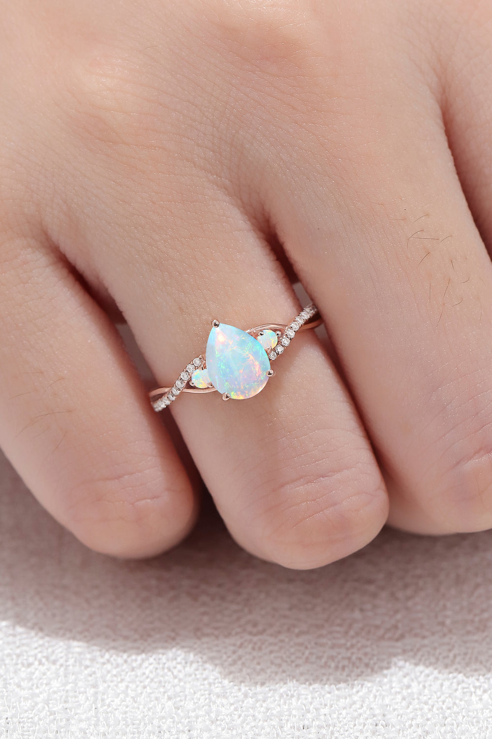 Unique Pear Cut Opal Twisted Gemstone Ring-1