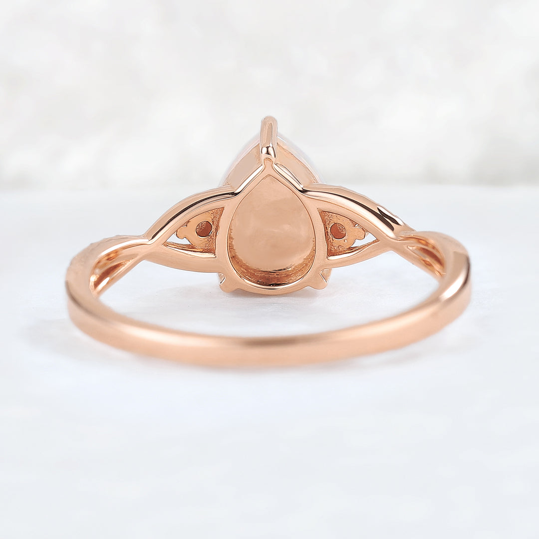 Unique Pear Cut Opal Twisted Gemstone Ring