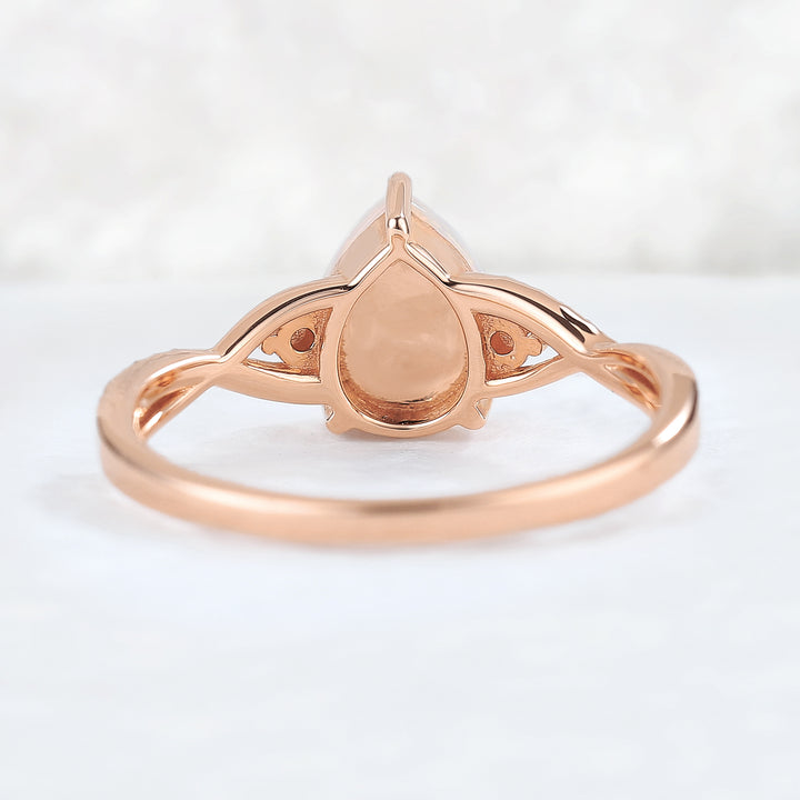 Unique Pear Cut Opal Twisted Gemstone Ring