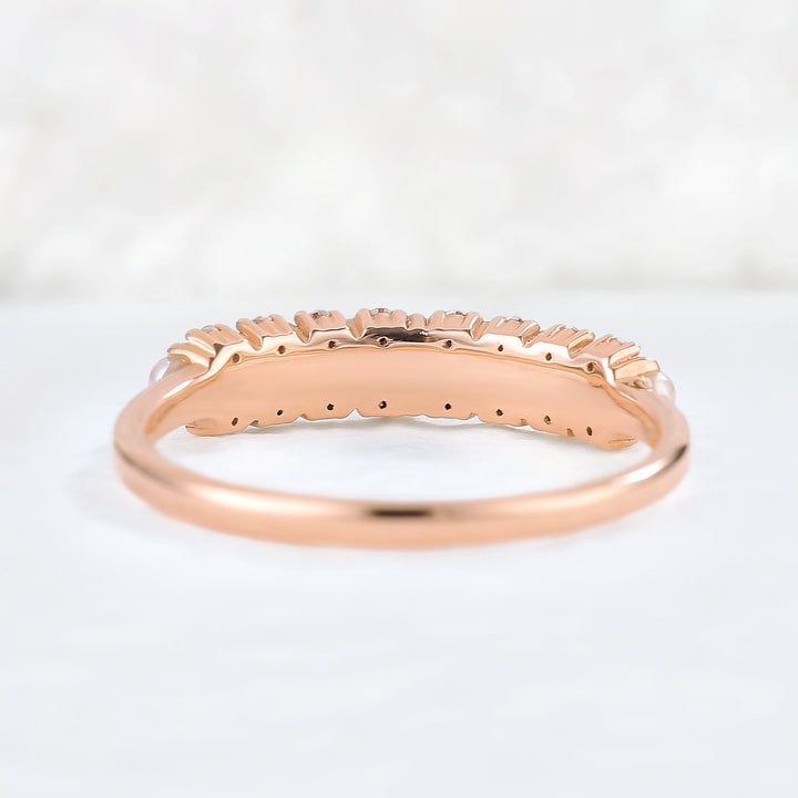 Unique Pearl 14k Rose Gold Stacking Ring