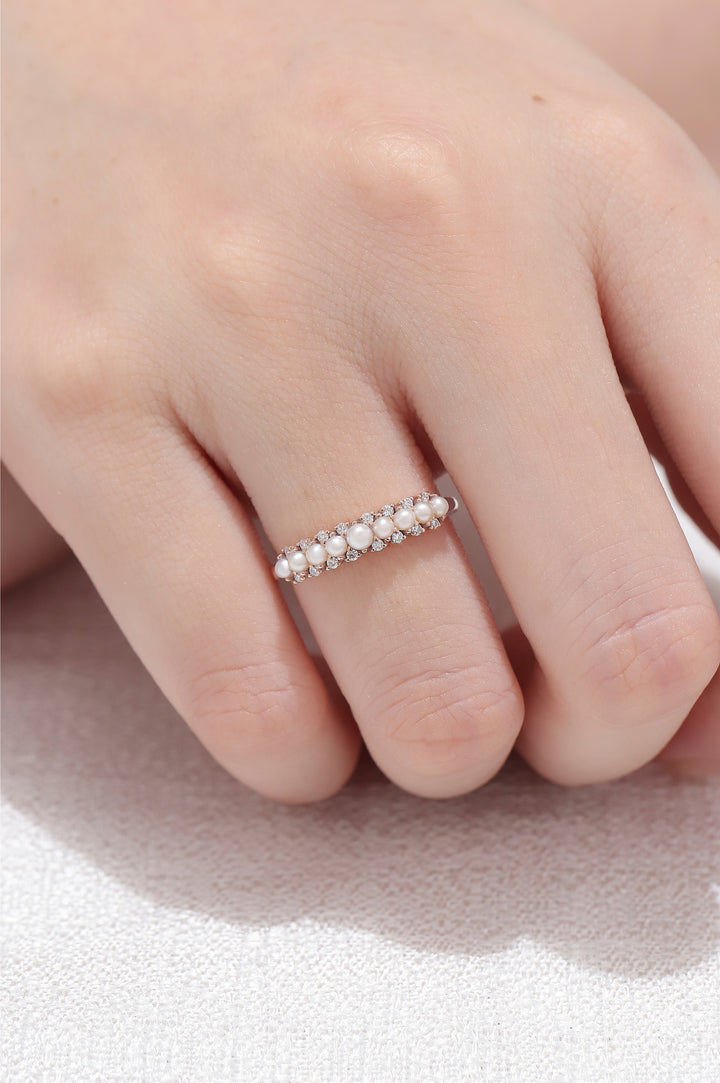 Unique Pearl 14k Rose Gold Stacking Ring