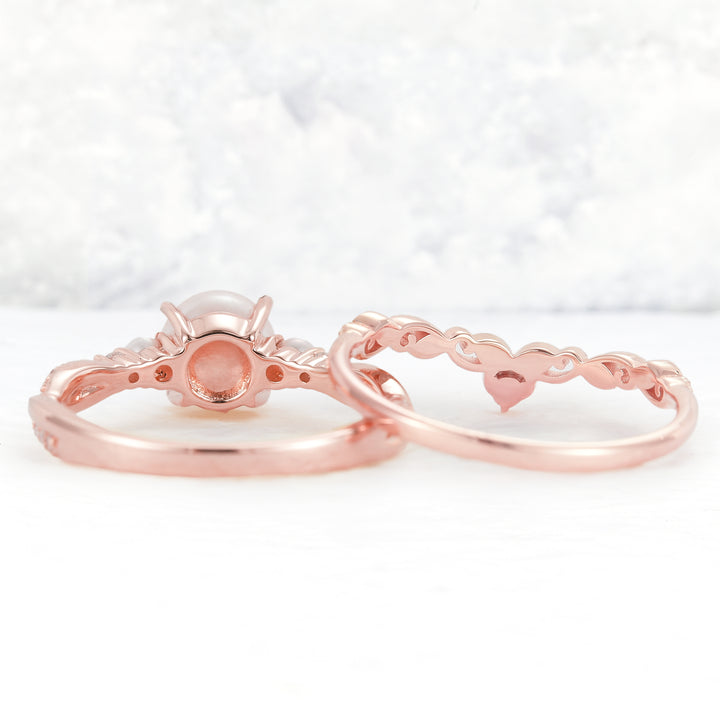 Unique Round Pearl Twisted Ring Set 2pcs