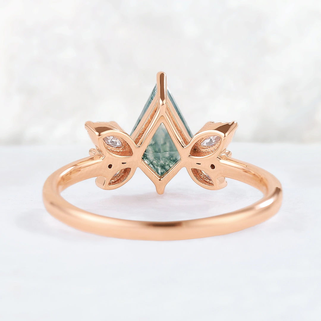 Unique kite Cut Moss Agate Art Decor Gemstone Ring