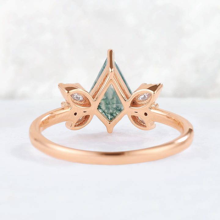 Unique kite Cut Moss Agate Art Decor Gemstone Ring