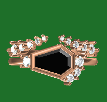 Unique Conffin Cut Black Onyx Cluster Ring - Iver Jewelry