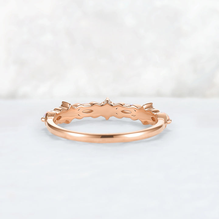 Nature Marquise Shaped Opal Rose Gold Stacking Ring