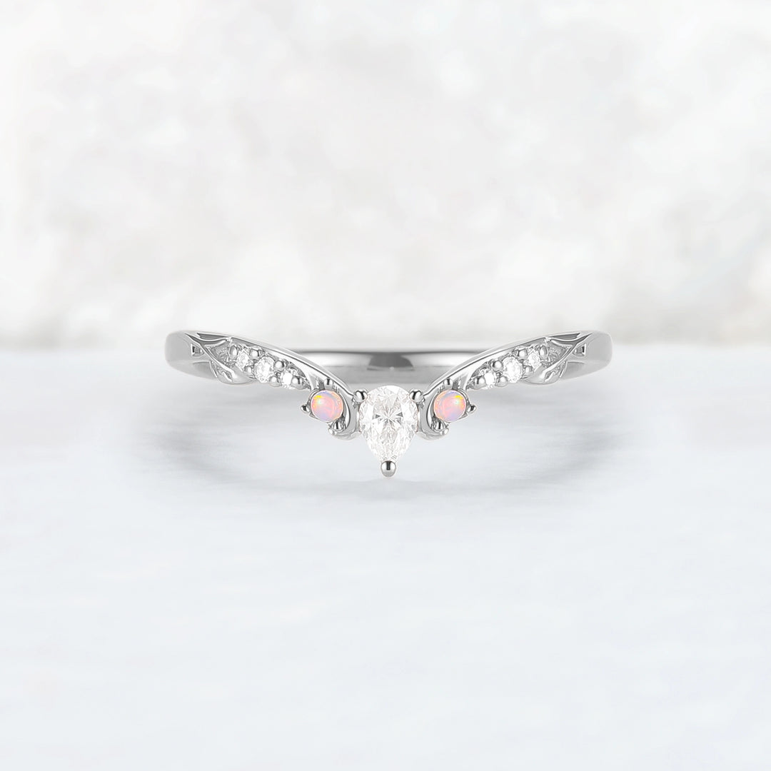Princess Mononoke Pear Cut Alexandrite Leafy Engagement Ring 2pcs