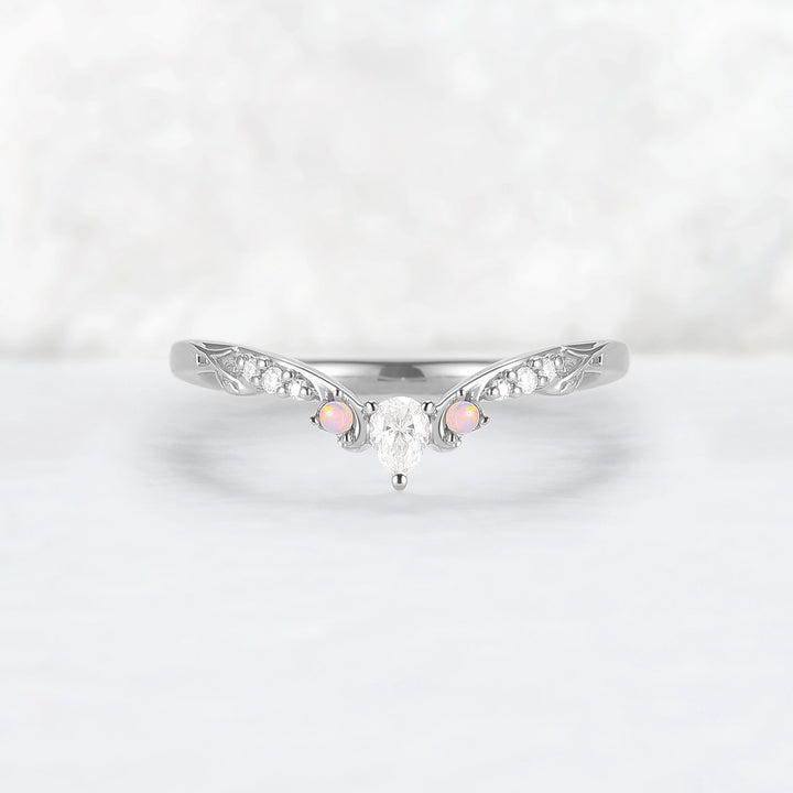 Princess Mononoke Pear Cut Alexandrite Leafy Engagement Ring 2pcs