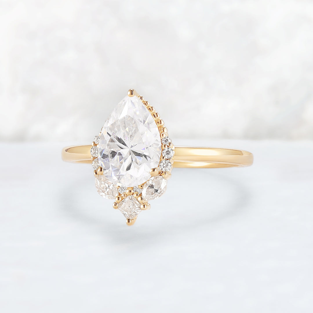 Charlotte Pear Cut Moissanite Gemstone Ring