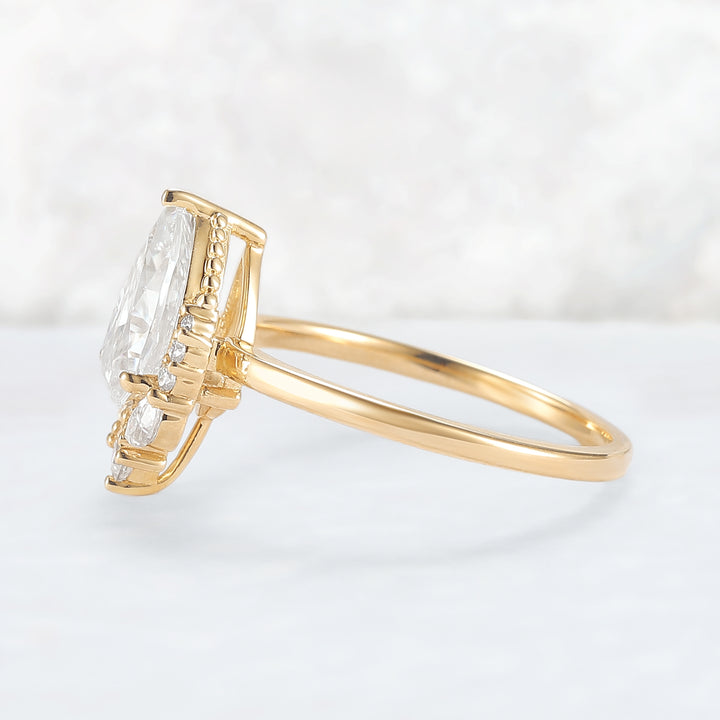 Charlotte Pear Cut Moissanite Gemstone Ring