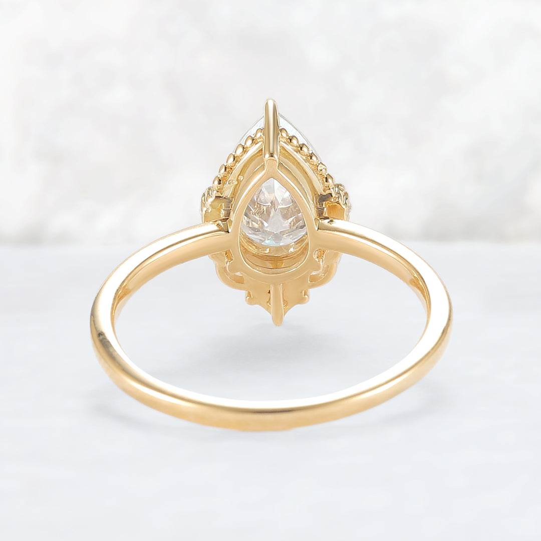 Charlotte Pear Cut Moissanite Gemstone Ring