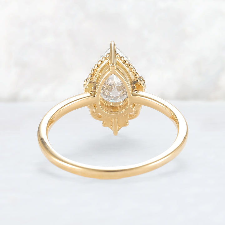 Charlotte Pear Cut Moissanite Gemstone Ring