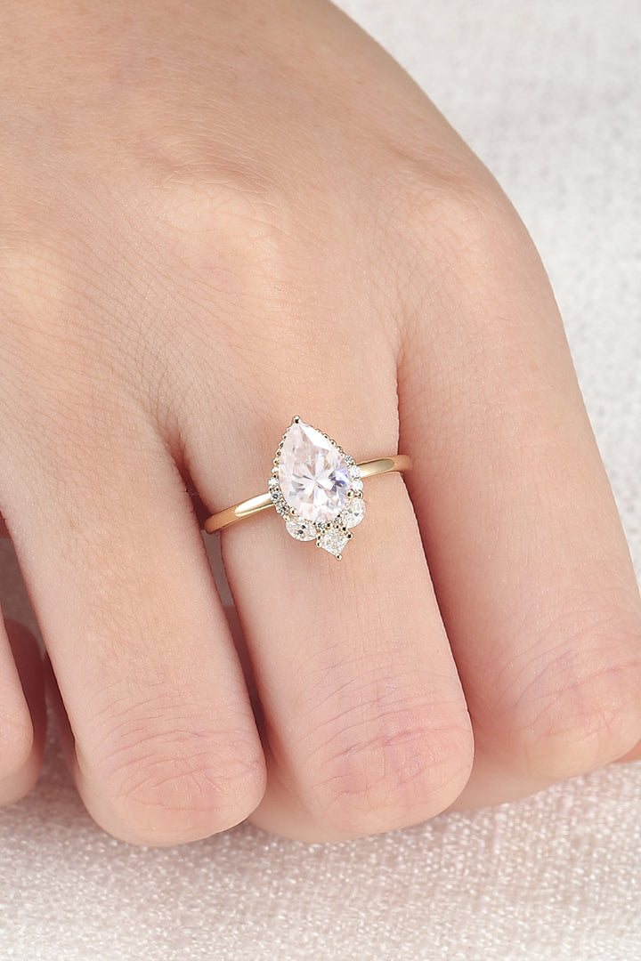 Charlotte Pear Cut Moissanite Gemstone Ring