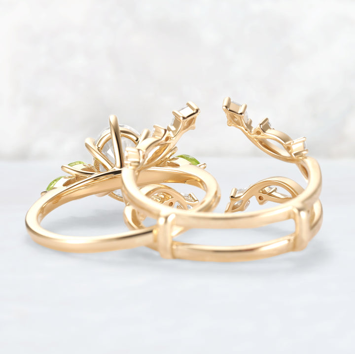 Cluster Oval Cut Moissanite Simple and Timeless Engagement Ring Set 2pcs