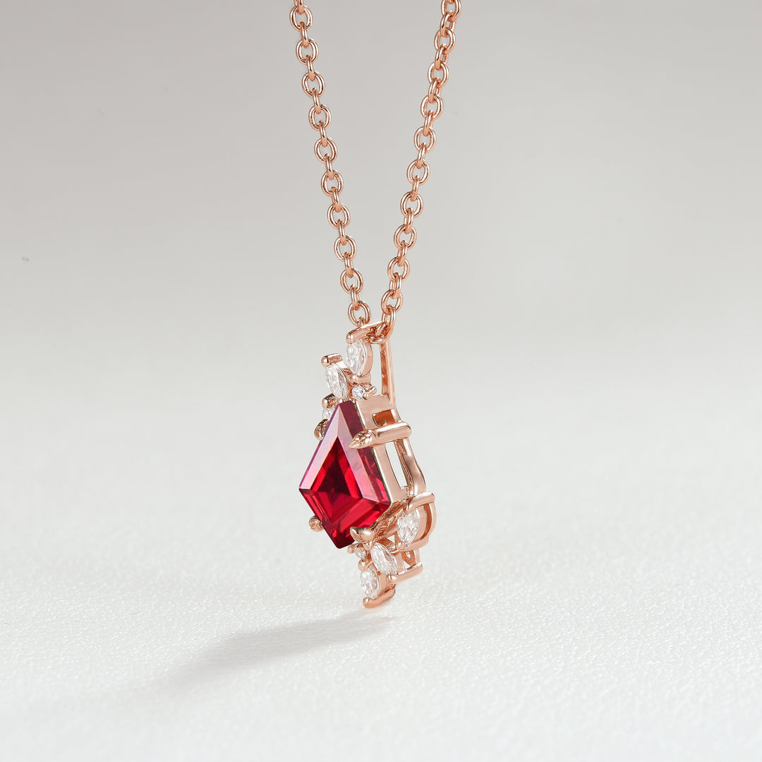 Nature Inspired Kite Cut Ruby Leafy Necklace