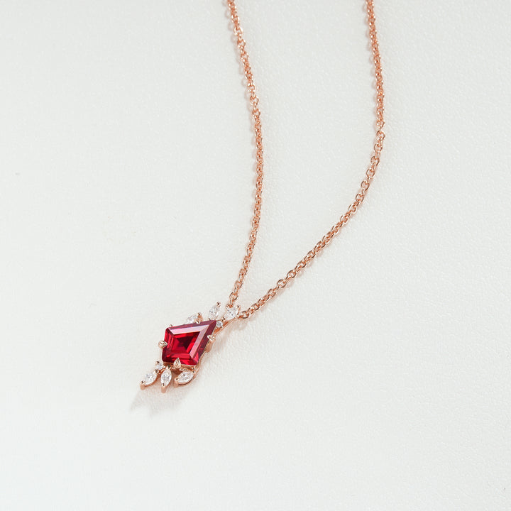 Nature Inspired Kite Cut Ruby Leafy Necklace